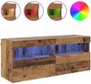 TV-Wandschrank, TV-Hängeboard Fernsehschrank mit LED Altholz 100 x 30 x 40 cm Holzwerkstoff Bild 4