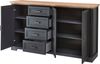 Stella Trading JASMIN Sideboard in Graphit, Artisan Eiche Optik - Kommode im Landhausstil mit Schubladen und viel Stauraum - 182 x 102 x 41 cm (B/H/T) Bild 3