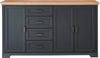 Stella Trading JASMIN Sideboard in Graphit, Artisan Eiche Optik - Kommode im Landhausstil mit Schubladen und viel Stauraum - 182 x 102 x 41 cm (B/H/T) Bild 4