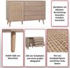Sideboard HWC-M43, Schrank Kommode Highboard, Schubladen Staufach, Kubu Rattan Holz Melamin, Eiche-Optik Bild 2