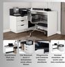 HOMEXPERTS 'Baltasar' Winkelschreibtisch mit 3 Schubkästen, Weiß/Anthrazit, 84 x 105 x 129 cm Bild 3