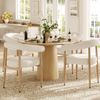 Merax Esszimmerstuhl Gestell aus Metall in Holzoptik Natur, Bezug aus Plüschstoff (Set, 4 St), 4er Set Polsterstühle Armlehnstuhl Küchenstuhl Wohnzimmer Beige Bild 2