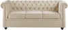Vente-unique - CHESTERFIELD Sofa Samt Beige - B 89 cm x H 85 cm x L 208 cm Bild 3
