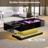 Couchtisch, mit hydraulischem Höhenverstell-System, Stauraum & LED-Beleuchtung, 100x50x45 cm, Schwarz Bild 5