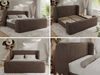 Polsterbett mit Lattenrost, Doppelbett für Schlafzimmer, Gepolstertes Kopfteil - EMORA CLASSIC DUO - 180 x 200 cm - Braun Velours Bild 2
