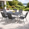 7tlg Gartenmöbel Set Alu Silber Non-Wood 180x90cm + 6 Hochlehner Bild 2