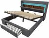 Polsterbett 180×200 cm mit hydraulischem Bettkasten, LED und USB/USB-C, Grau, ohne Matratze Bild 5