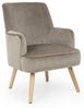 Sessel Enilda Samt-Optik, klassischer Stil, Taupe, gepolstert, Gestell Buchenholz natur Bild 2