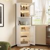 REDOM Vitrine Eckschrank mit dekorativer Innenbeleuchtung (Packung, 1-St, 45 x 166,5 x 45 cm in Weiß, 5 Fächer & 1 offenes Fach) Mit modellierter Glastür für eine ansprechende Präsentation im Raum Bild 4