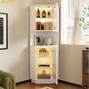REDOM Vitrine Eckschrank mit dekorativer Innenbeleuchtung (Packung, 1-St, 45 x 166,5 x 45 cm in Weiß, 5 Fächer & 1 offenes Fach) Mit modellierter Glastür für eine ansprechende Präsentation im Raum Bild 3
