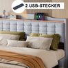 Polsterbett 160x200 cm aus Leinen mit Stauraum und USB-Ladeanschluss Bild 3