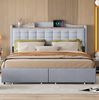 Polsterbett 160x200 cm aus Leinen mit Stauraum und USB-Ladeanschluss Bild 2