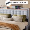 Polsterbett 160x200 cm aus Leinen mit Stauraum und USB-Ladeanschluss Bild 3