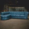 Casa Padrino Luxus Chesterfield Leder Ecksofa Vintage Blau 293 cm - Echtleder Möbel Bild 2