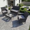 SVITA Sitzgruppe BROOKLYN, (Set, Gartenlounge mit Abdeckhaube), 4-teilig, Polyrattan Lounge Set, wetterfest, inkl. Kissen, Schwarz Bild 3