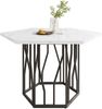 Moderner sechseckiger Marmor-Esstisch, schwarzes Metallzweiggestell, schlichter ästhetischer Couchtisch, geeignet für Esszimmer und Wohnzimmer Bild 5
