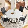 Moderner sechseckiger Marmor-Esstisch, schwarzes Metallzweiggestell, schlichter ästhetischer Couchtisch, geeignet für Esszimmer und Wohnzimmer Bild 4