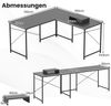 Schreibtisch L-Form reversibler Eckschreibtisch mit Ladestation Computertisch Bürotisch Grau Bild 2