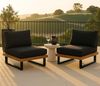 2er-Set Lounge-Sessel HWC-H54, Garten-Sessel, Spun Poly Akazie Holz FSC-zertifiziert Alu ~ hellbraun, Polster dunkelgrau Bild 4