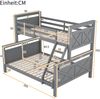 Etagenbett 90x200 / 140x200 cm mit Leiter – teilbar in 2 Betten, Kiefernholz und MDF, grau Bild 5