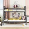 Etagenbett 90x200 / 140x200 cm mit Leiter – teilbar in 2 Betten, Kiefernholz und MDF, grau Bild 3