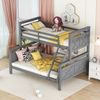 Etagenbett 90x200 / 140x200 cm mit Leiter – teilbar in 2 Betten, Kiefernholz und MDF, grau Bild 2