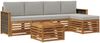 vidaXL Outdoor-Sofagarnitur mit Kissen 6 pcs Natürlich und Hellgrau 3384257 Bild 2