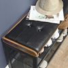 Vasagle Schuhbank mit Gitterablage, Metall/Kunstleder vintagebraun-schwarz, 80 x 30 x 48 cm, LBS75X Bild 5