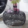 Couchtisch Metall Schwarz 66 x 66 x 30 cm Sofatisch Aluminium Rund, Design Wohnzimmertisch mit Ast-Struktur, Kleiner Kaffeetisch Modern, Beistelltisch Anstelltisch Wohnzimmer Bild 2
