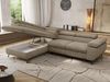 MKS Möbel 'Pablo L-Form' Ecksofa mit Schlaffunktion, verstellbare Kopfstützen, Dunkelbeige, Struktur, ohne Topper, Links Bild 3