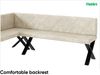 MEBLINI Eckbank für Esszimmer - Küchenbank - Essecke - Sitzecke Küche - ERIC - X-Beine 142x196x87cm Links - Creme Samt Bild 5
