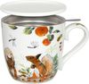KÖNITZ 115S572615 Becher Victoria Lowe - Autumn squirre (Herbst Eichhörnchen) 425 ml mit Sieb und Deckel, Bone China Porzellan Bild 1