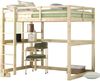 Kinderbett Hochbett Bettgestell, mit Stauraum, 4 Ablagefächer, Schreibtischplatte, Kiefer, natur, 140 x 200 cm Bild 4