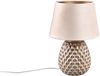 LED Retro Tischleuchte mit Samtschirm in Beige/Gold, Höhe 35cm Bild 5