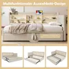Stauraumbett mit Lattenrost, Regal, USB und Type-C Anschluss, 90x200cm/180x200cm, Liegefläche erweiterbar, Einzelbett, Polsterbett, Leinen Bild 4