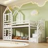 Bett 90x200 cm Etagenbett mit Stauraum und Hausrahmen – weißes Kinderhochbett mit Schubladen Bild 4