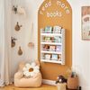 SoBuy Bücherregal DE-KMB08, Spielzeugtruhe Spielzeugregal für Kinderzimmer, Spielzimmer, mit 4 Ablagen, Kiefernholz, Kinderregal, Bücherregal Kinder, Wandregal Bild 2