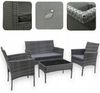 Bettso 'LUNGO' Gartenmöbel-Set 4-tlg. Sitzgruppe mit Sofa, 2 Sesseln und Tisch, Polyrattan Natur & Stahl Bild 3