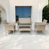 Bettso 'LUNGO' Gartenmöbel-Set 4-tlg. Sitzgruppe mit Sofa, 2 Sesseln und Tisch, Polyrattan Natur & Stahl Bild 2