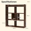 Bücherregal mit 7 Würfeln Standregal Würfelregal Aufbewahrungsregal 80 x 20 x 90 cm Kaffee Bild 2