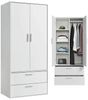 mokebo Kleiderschrank Der Kleiderheld (80x180x51 cm, 2-türig, 2 Schubladen & 4 Fächer) Garderobenschrank, Schlafzimmerschrank oder Schrank in Weiß Bild 5