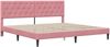 vidaXL Bettgestell mit Matratze mit Kopfteil Rosa 200 x 200 cm Samt 3415075 Bild 4