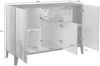 Dmora Kommode Albatross, Küchen-Sideboard mit 3 Türen und 1 Schublade, Wohnzimmer-Buffet, Küchen-Sideboard, 100 % Made in Italy, 120 x 40 x 82 cm, glänzendes Weiß und Ahorn Bild 3