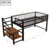 Flieks Kinderbett, Niedriges Hochbett Metallbett 90×200cm mit Aufbewahrungstreppe Bild 4