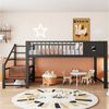 Flieks Kinderbett, Niedriges Hochbett Metallbett 90×200cm mit Aufbewahrungstreppe Bild 2