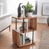 Beistelltisch S-Form 45 x 60 x 30 cm Akazie Metall Ablagetisch, Tischchen Wohnzimmer Industrial, Holztisch mit Metallbeinen, Dekotisch Holz Bild 2