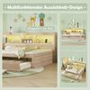 Schlafsofa, Daybett, Tagesbett, 140*200cm , Mit LED-Leuchten, Bettseitiges Staufach, Ausziehbares Bett, Steckdose + USB, Ohne Matratze, Natur Bild 2