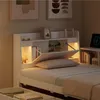 Stauraumbett, 90x200 cm, Lattenrost, Schubladen, Regal, LED-Beleuchtung, Mehrfachsteckdose, Einzelbett, Holzbett, Jugendbett, Kiefer Bild 4