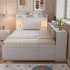 Stauraumbett, 90x200 cm, Lattenrost, Schubladen, Regal, LED-Beleuchtung, Mehrfachsteckdose, Einzelbett, Holzbett, Jugendbett, Kiefer Bild 3
