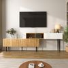 TV-Schrank mit verstellbarer Länge, Stauraum & Kabeldurchführung, 120+120 x 30 x 63,5 cm, Weiß/holzfarben Bild 3
